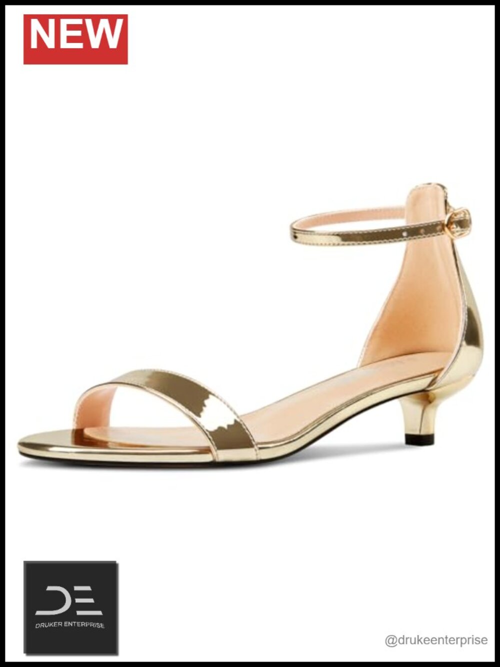 Women's Kitten Heel Ankle Strap Peep Toe Dress Sandals 1.5 Inch
